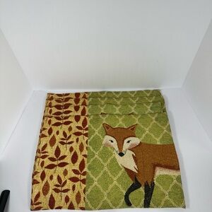 Fox Print Decorative Towel - Green and Rust